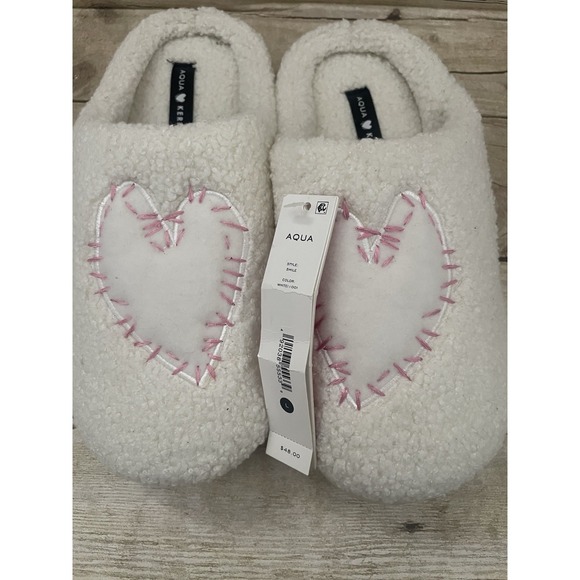 Aqua x Kerri Rosenthal Heart Slippers, Large,‎ New - Picture 2 of 5